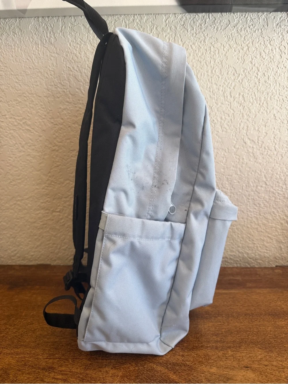JanSport SuperBreak Backpack Light Blue School Book Travel Daypack Water Bottle